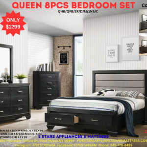 Queen 8 PCS Bedroom Set Black